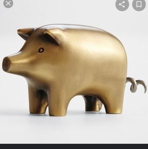 Whimsical wine opener, brass pig corkscrew